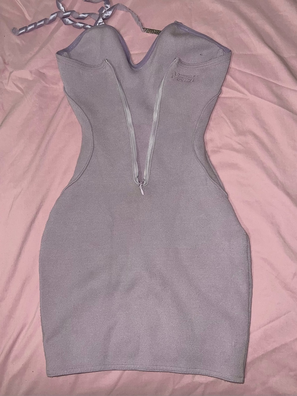 Strapless Lilac Bodycon Mini Dress with